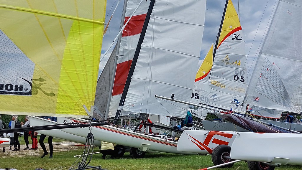 Bild mit diversen Segelbooten aufgeriggt